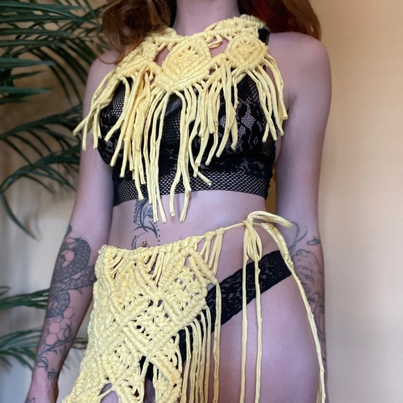 Handmade Macrame Skirt Poncho Set - Picture 2 of 11